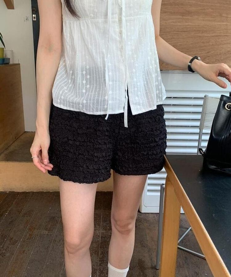ショートパンツ フラットレースショートパンツ BLACK