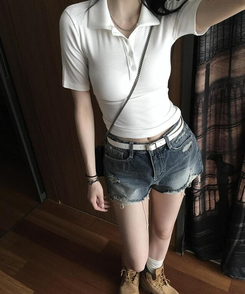 ダメージショートパンツ BLUE DENIM