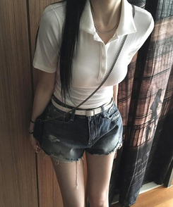 ダメージショートパンツ BLUE DENIM