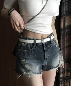 ダメージショートパンツ BLUE DENIM
