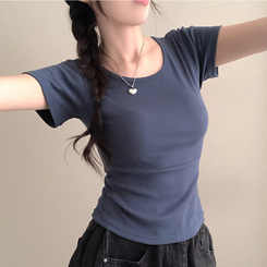 シンプルチーズ半袖Tシャツ(5color) NAVY