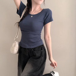 シンプルチーズ半袖Tシャツ(5color) NAVY