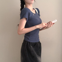 シンプルチーズ半袖Tシャツ(5color) NAVY