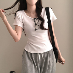 シンプルチーズ半袖Tシャツ(5color) IVORY