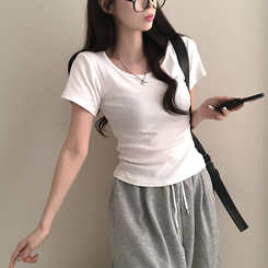 シンプルチーズ半袖Tシャツ(5color) IVORY