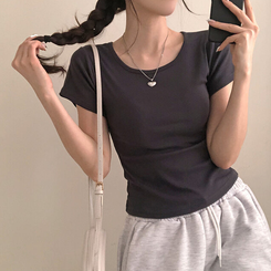 シンプルチーズ半袖Tシャツ(5color) CHARCOAL