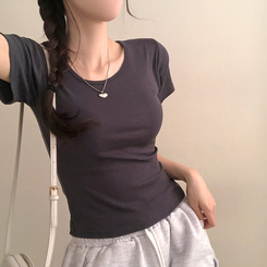 シンプルチーズ半袖Tシャツ(5color) CHARCOAL