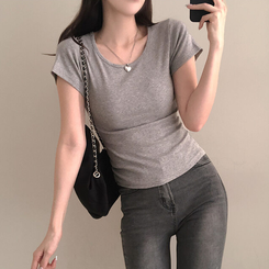 シンプルチーズ半袖Tシャツ(5color) GREY