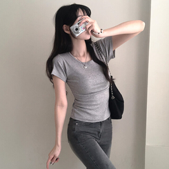 シンプルチーズ半袖Tシャツ(5color) GREY