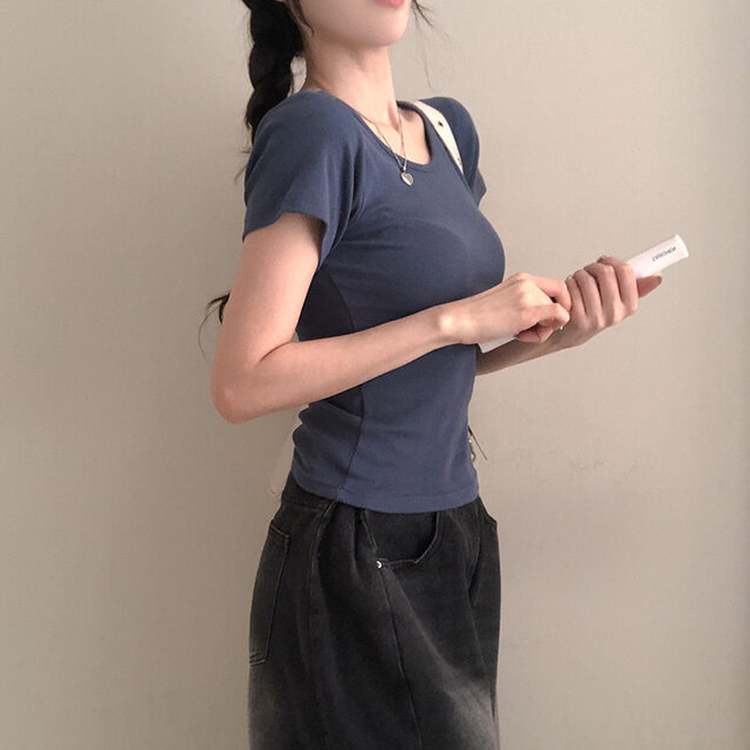 シンプルチーズ半袖Tシャツ(5color) NAVY