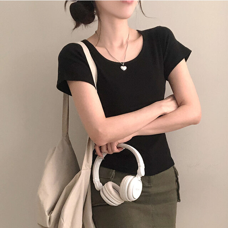 シンプルチーズ半袖Tシャツ(5color) BLACK