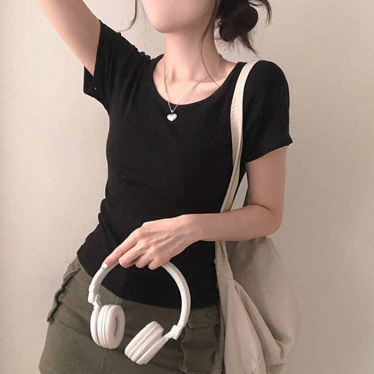 シンプルチーズ半袖Tシャツ(5color) BLACK