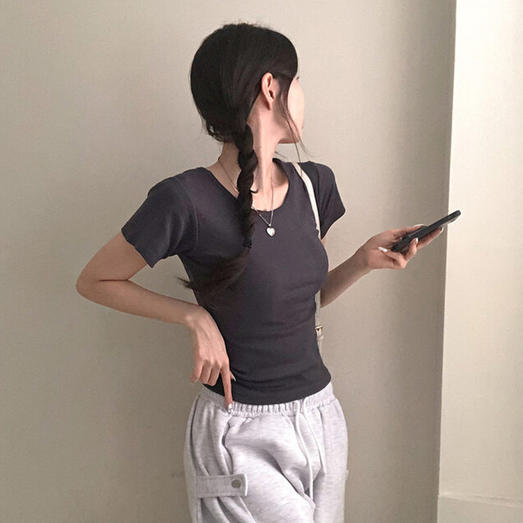 シンプルチーズ半袖Tシャツ(5color) CHARCOAL