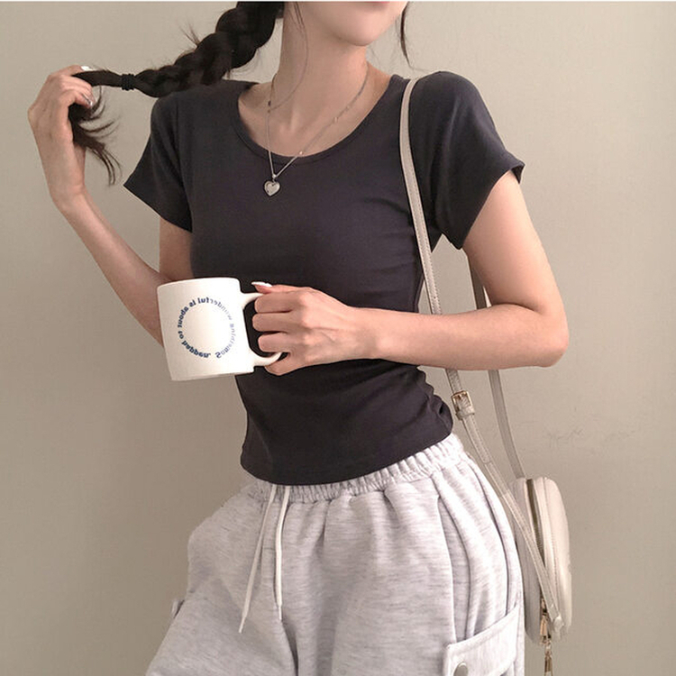 シンプルチーズ半袖Tシャツ(5color) CHARCOAL