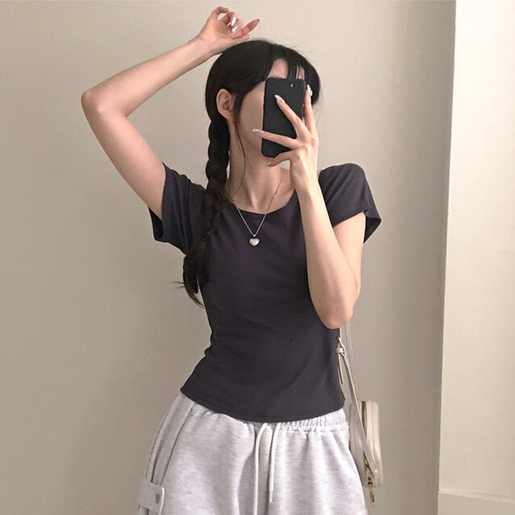 シンプルチーズ半袖Tシャツ(5color) CHARCOAL