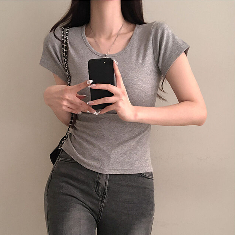 シンプルチーズ半袖Tシャツ(5color) GREY