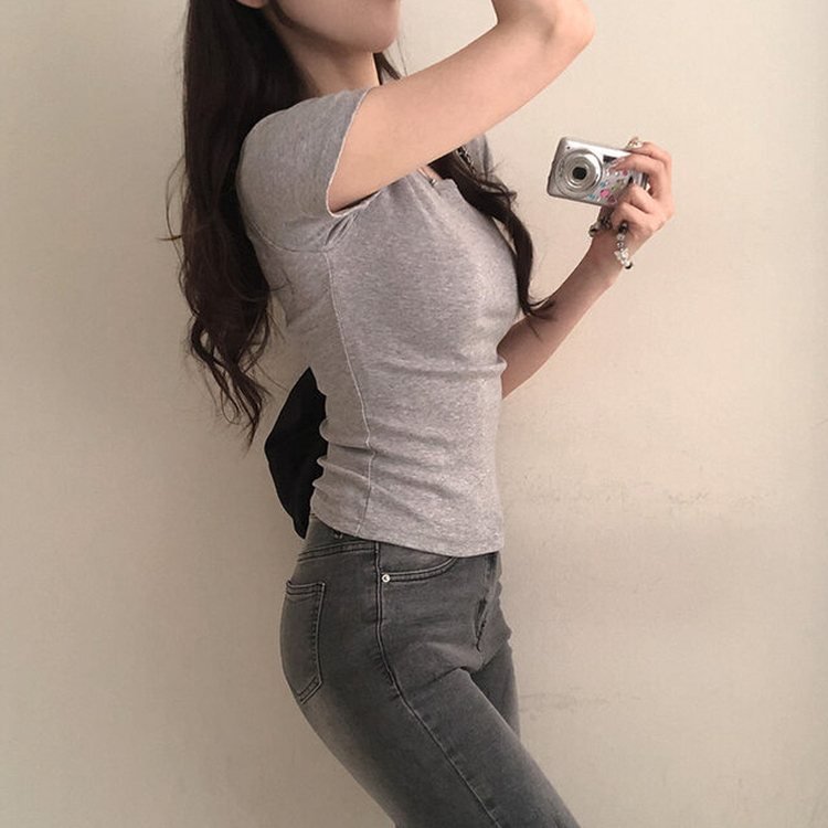 シンプルチーズ半袖Tシャツ(5color) GREY