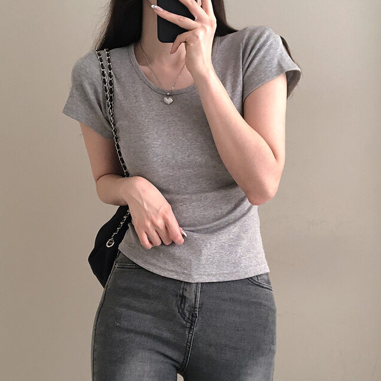 シンプルチーズ半袖Tシャツ(5color) GREY