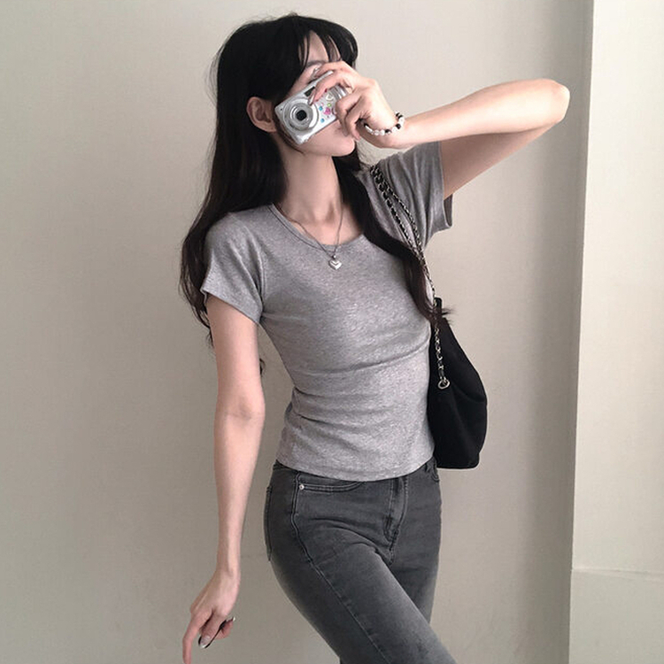 シンプルチーズ半袖Tシャツ(5color) GREY