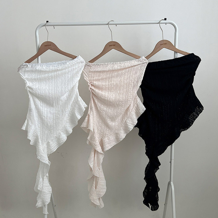 비비 레이스 플라워 테일 오프숄더 튜브 탑 블라우스