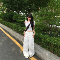 ポケットカーゴコットンボタンワイドパンツ WHITE