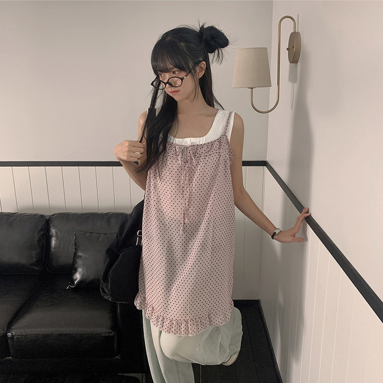 ドットリボンシースルーミニワンピース PINK