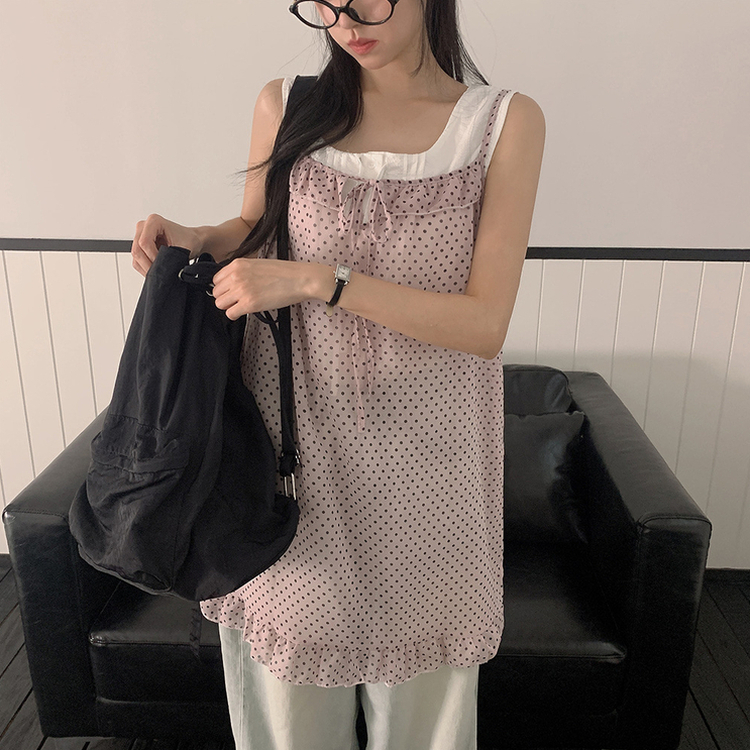 ドットリボンシースルーミニワンピース PINK
