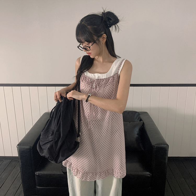 ドットリボンシースルーミニワンピース PINK