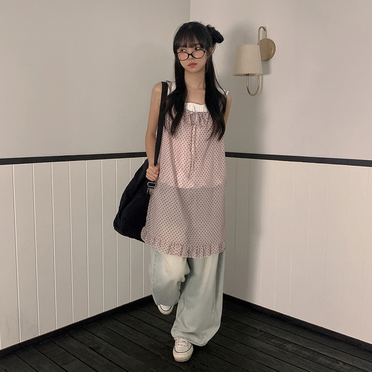 ドットリボンシースルーミニワンピース PINK