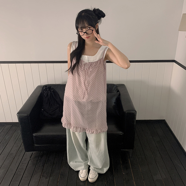 ドットリボンシースルーミニワンピース PINK