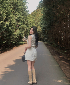 ミニワンピース 【ベルト付き】ステッチボタンミニワンピース BEIGE