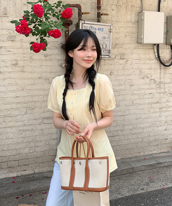 ブラウス スクエアアイレットブラウス BUTTER YELLOW