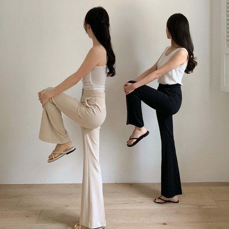 スラックス (MADE/ストレッチ素材/2丈展開/スタイル補正フィット)バイエン ショート&ロング ストレッチ ブーツカットスラックス LIGHT BEIGE