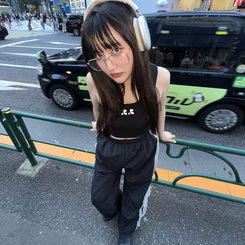 トレーニングパンツ レースラインナイロンジョガーパンツ BLACK