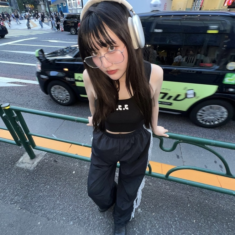レースラインナイロンジョガーパンツ BLACK