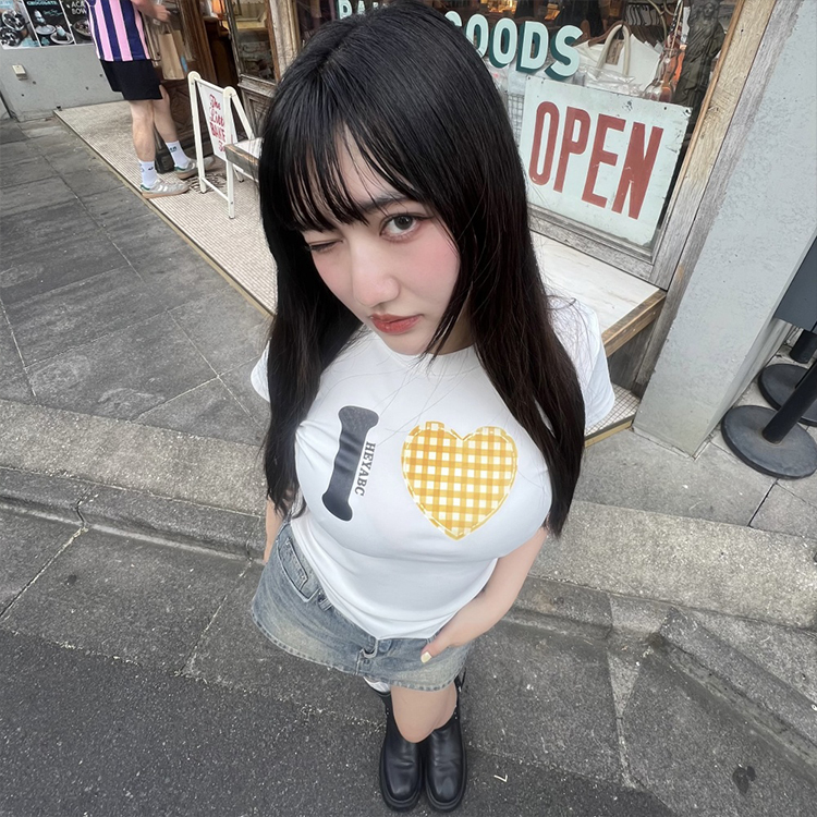 ハートモチーフスリムTシャツ WHITE