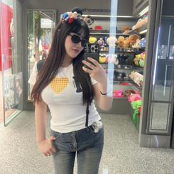 ハートモチーフスリムTシャツ WHITE