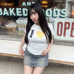 ハートモチーフスリムTシャツ WHITE