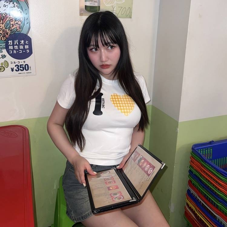 ハートモチーフスリムTシャツ WHITE