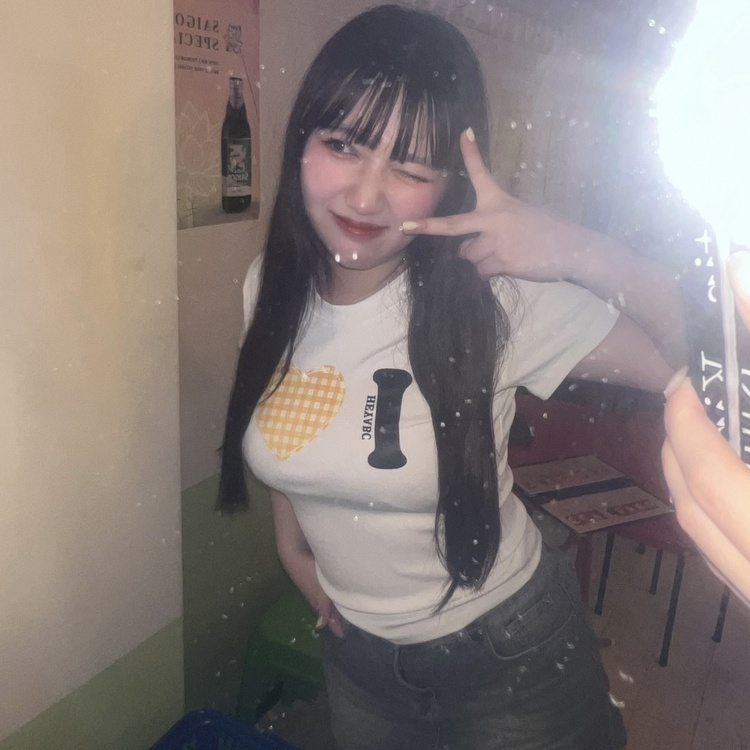 ハートモチーフスリムTシャツ WHITE