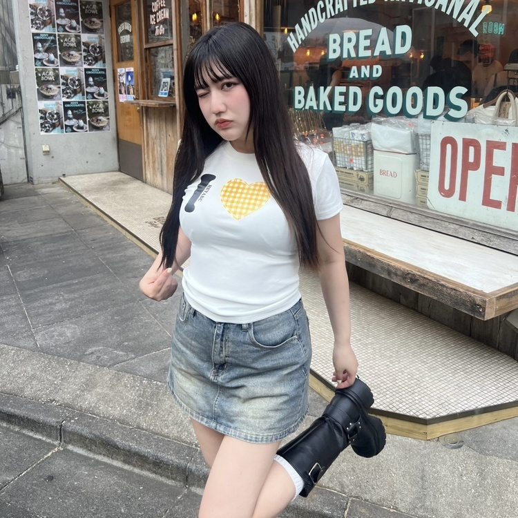 ハートモチーフスリムTシャツ WHITE