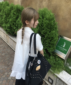ブラウス クルーネックフリルブラウス WHITE