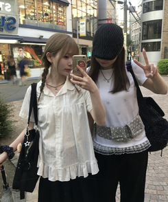 ブラウス クルーネックフリルブラウス WHITE