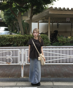 シャツ ポイントリボンチェックシャツ BROWN