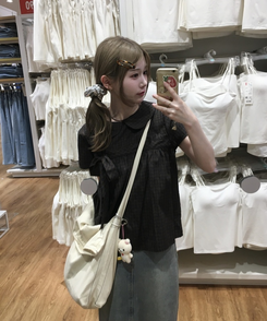 シャツ ポイントリボンチェックシャツ BROWN