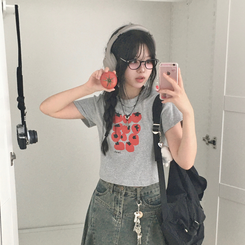 半袖Tシャツ トマトクロップ半袖Tシャツ GREY
