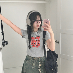 半袖Tシャツ トマトクロップ半袖Tシャツ GREY