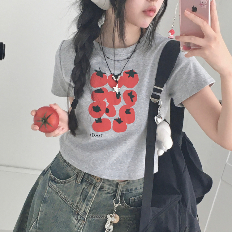 トマトクロップ半袖Tシャツ GREY