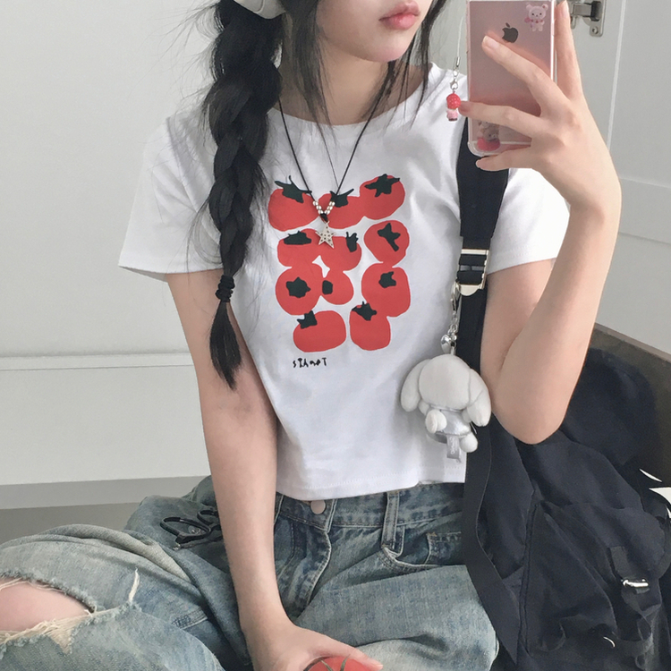 トマトクロップ半袖Tシャツ WHITE