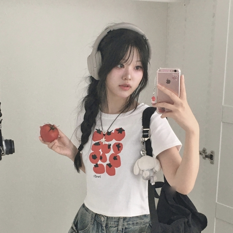 トマトクロップ半袖Tシャツ WHITE